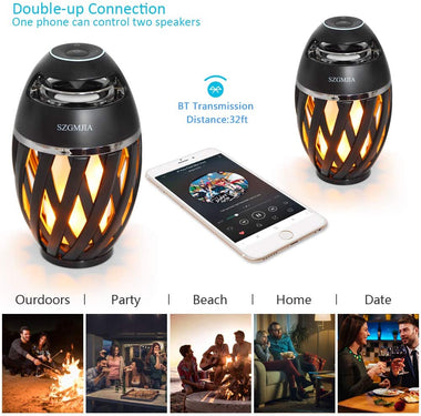 Led Flame Speakers, LED Flickering Flame Atmosphere Light with Bluetooth