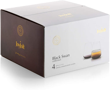 JoyJolt Black Swan Stemless Wine Glasses