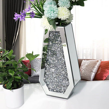 Flower Crushed Diamond Mirrored Vase