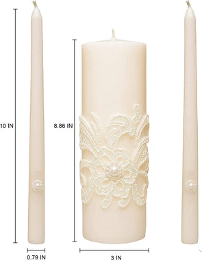 11.50 Inch High White Wedding Unity Candle Set