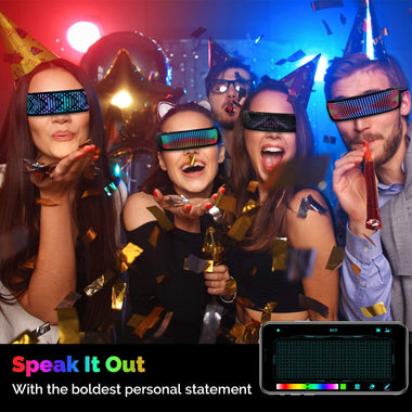 DR.PREPARE LED Glasses, Customizable Bluetooth LED Glowing Glasses for Parties with Text
