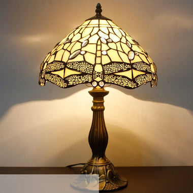 Tiffany Glass Crystal Bead Dragonfly Table Lamp