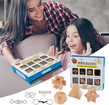 Coogam Wooden and Metal Puzzles Teasers Set