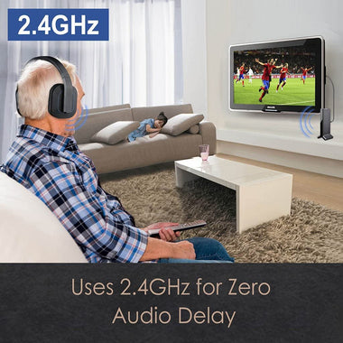 HT280 Wireless Headphones for TV Watching with 2.4G RF Transmitter Charging Dock