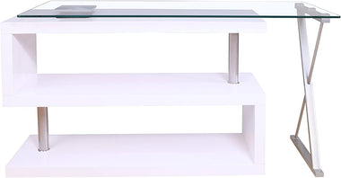 ACME FURNITURE Buck Desk w/Swivel - 92368 - White High Gloss & Clear Glass