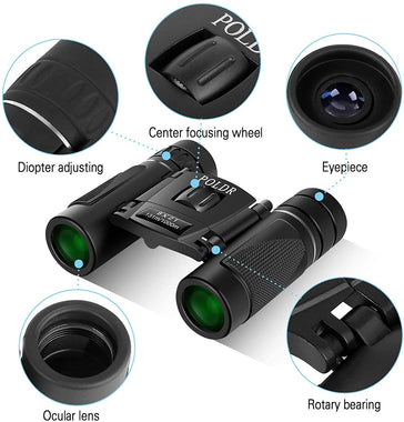 POLDR 8x21 Small Compact Lightweight Binoculars for Adults Kids