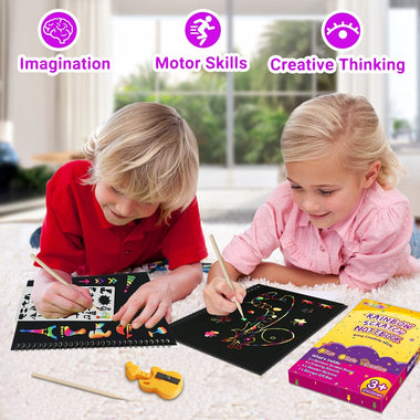 pigipigi Rainbow Scratch Paper for Kids - 2 Pack Scratch Off Notebooks Arts  Crafts Supplies Kits Drawing Paper Black Magic Sheets Scratch Pad Activity