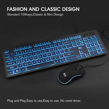 Rii Three Colors Backlit Business Keyboard