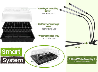 Seed Starter Kit with Grow Light - Durable Seed Tray, 60 Cell Seed Starting Tray
