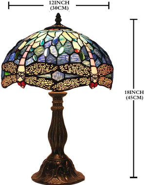 Tiffany (LED Bulb Included) Stained Glass Dragonfly Lamp
