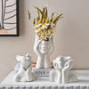 FJS Ceramic Face Vases, White Flower Vases for Decor