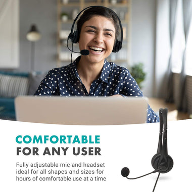 HSM-1 USB Headset with Microphone - Universally Compatible with Laptop/Desktop