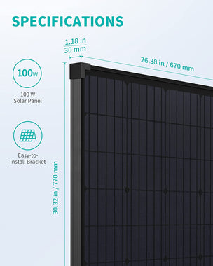 100 Watt Portable Monocrystalline Solar Panel with High-Efficiency Module for Battery