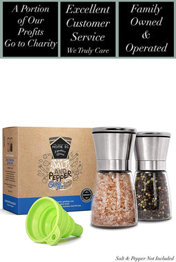 Home EC Stainless Steel Salt and Pepper Grinders refillable Set