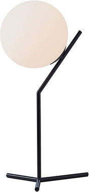 Amazon Brand – Rivet Glass Ball and Metal Table Lamp – Matte Black, 21.5"H, with Bulb