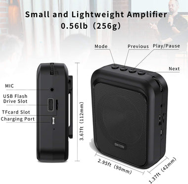 SHIDU Mini Amplifier Rechargeable Bluetooth Speaker Microphone