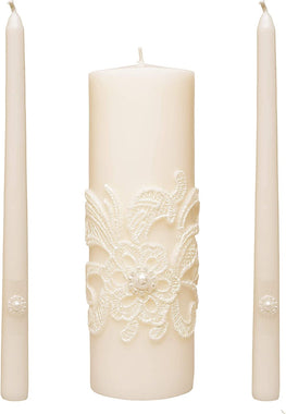 11.50 Inch High White Wedding Unity Candle Set