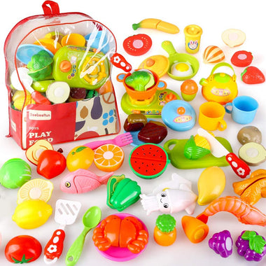 Cutting Pretend Play Food with Clear Back-Pack