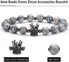 Hamoery Couple Bracelet Crown Queen Bracelet Good Gift for Couple 8 mm