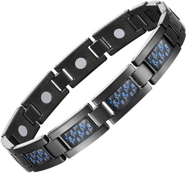 Feraco Magnetic Bracelet for Men with Unique Blue Carbon Fiber