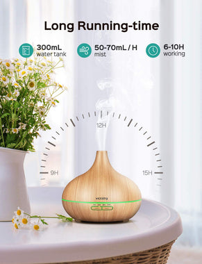 VicTsing Essential Oil Diffuser, 300ml Oil Diffuser with 7 Color Lights and 4 Timer
