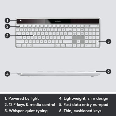 Logitech K750 Wireless Solar Keyboard for Mac — Solar Recharging