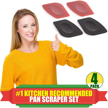 Pan Scrapers, 4 Pack Professional Pan Scraper Set Thicker Plastic Durable