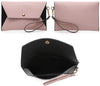 Womens Fashion Two Tone Handbags Top Handle Satchel Shoulder Bag with Matching Wristlet Purse Set
