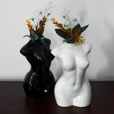 2 Pack Handcrafted Tall Female Body Ceramic Vases