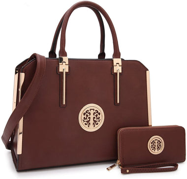 Women Large Handbag Purse Vegan Leather Satchel Work Bag Shoulder Tote with Matching Wallet
