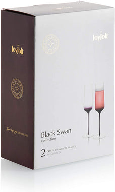JoyJolt Black Swan Champagne Glasses