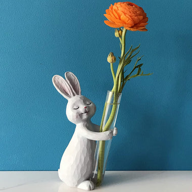 Resin Rabbit Decor Mini Flower Vase
