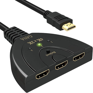 GANA 3 Port 4K HDMI Switch 3x1 Switch Splitter with Pigtail Cable