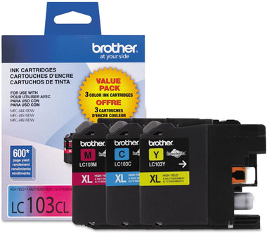 Brother Genuine High Yield Color Ink Cartridge, 3 Pack of LC103
