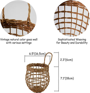 Set 2 Nesting Round Wicker Woven Storage Basket Decor