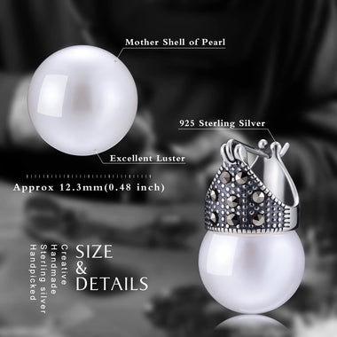 925 Sterling Silver Pearl Earrings Natural Pearl Drop Dangle Earrings