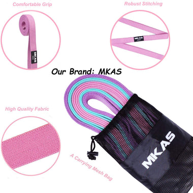 MKAS 3 Pack Long Resistance Bands Set Fabric for Women Elastic