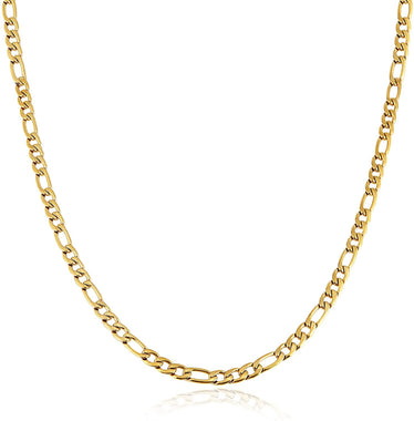 HZMAN Men Women 24k Real Gold Plated Figaro Chain