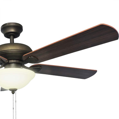 52 Inch LED Ceiling Fan with Nutmeg Espresso Blades and White Glass Light Bowl