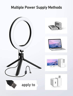 ESDDI 10in Led Ring Light with Tripod Stand & Dimmable Brightness, Selfie Ring