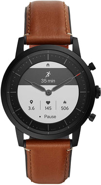Men's 42MM Collider HR  and Leather Hybrid HR Smart Watch