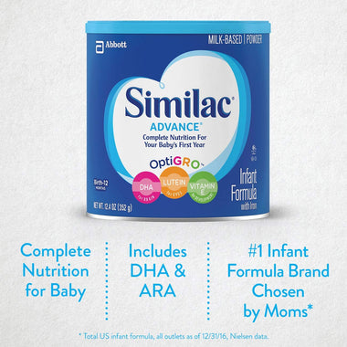 Similac Advance Infant Formula with Iron, Powder, 12.4 oz (Pack of 6)