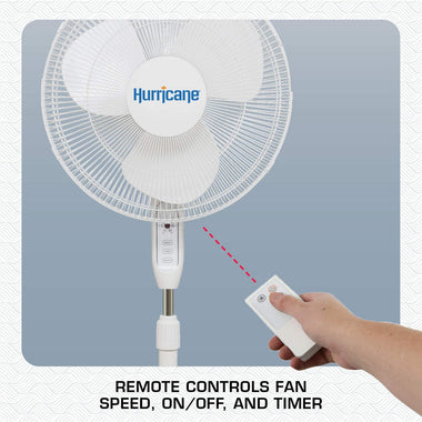 Hurricane Pedestal Fan - 16 Inch, Supreme Series, 90 Degree Oscillation With Remote