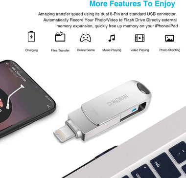 USB Flash Drive 128GB for Phone Thumb Drive Memory Stick iOS Flash Drive USB3.0