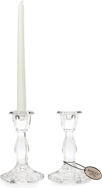 Set of 2 Glass Taper Candle Holders