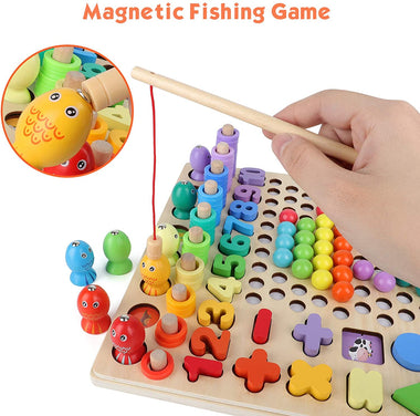 Montessori Toys for Toddlers,Wooden Magnetic Fishing Game