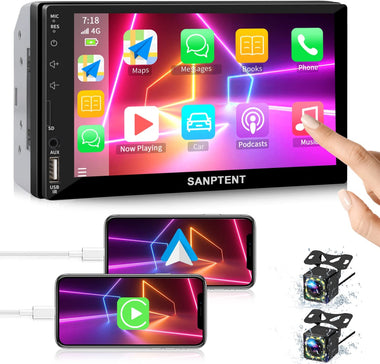 Double Din Car Stereo Radio Audio Receiver Compatible with Carplay