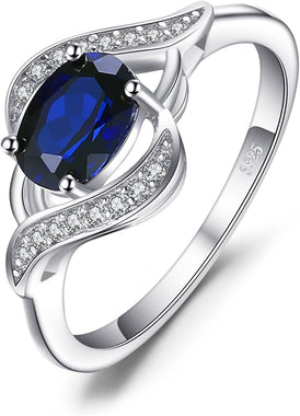 JewelryPalace Created Blue Sapphire Natural Swiss Blue Topaz Statement Ring