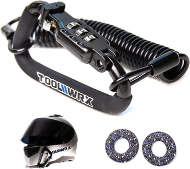 ToolWRX Helmet Lock – Heavy Duty Cable Design – Helps Prevent Theft