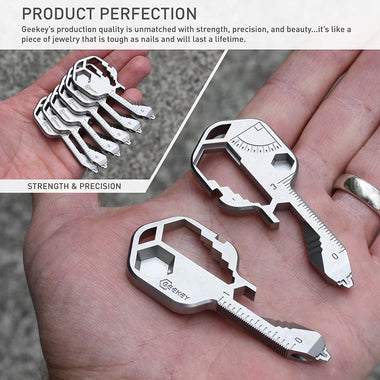 Geekey Multi-Tool | Stainless Steel Key Shaped Pocket Tool